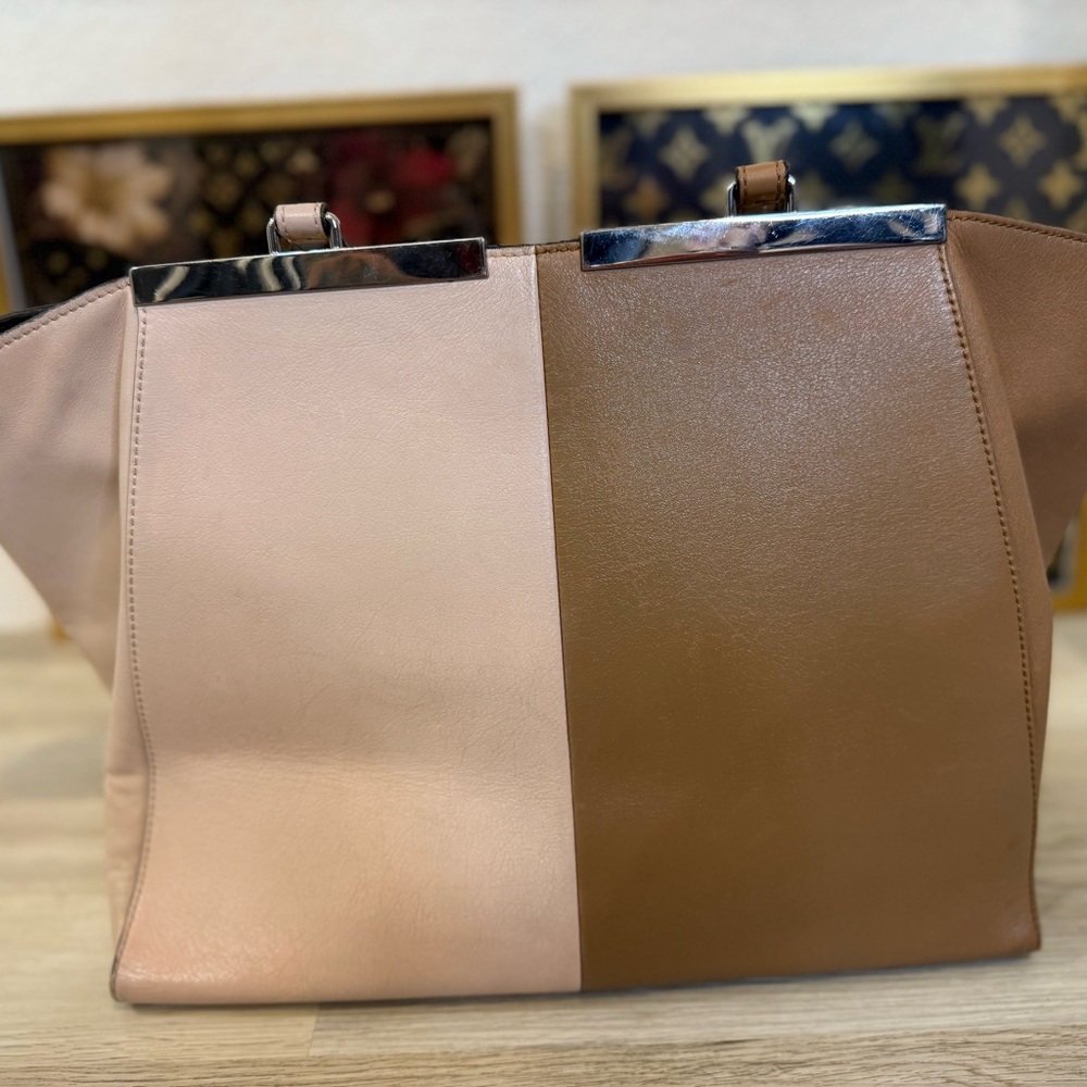 FENDI Vitello Bi-Color Large 3Jours Tote Orzo Rosa Plaster